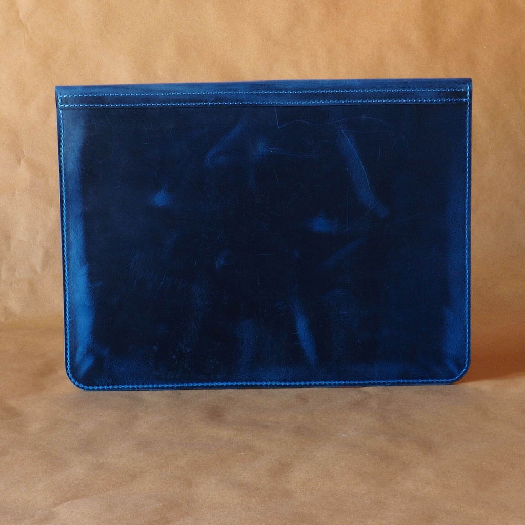 blue leather file folder