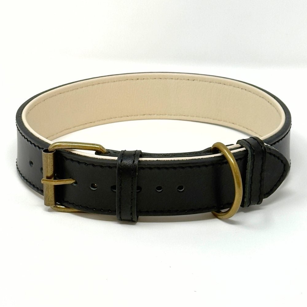 CustomFit – Soft Padded Black Leather Dog Collar - GAD Roots