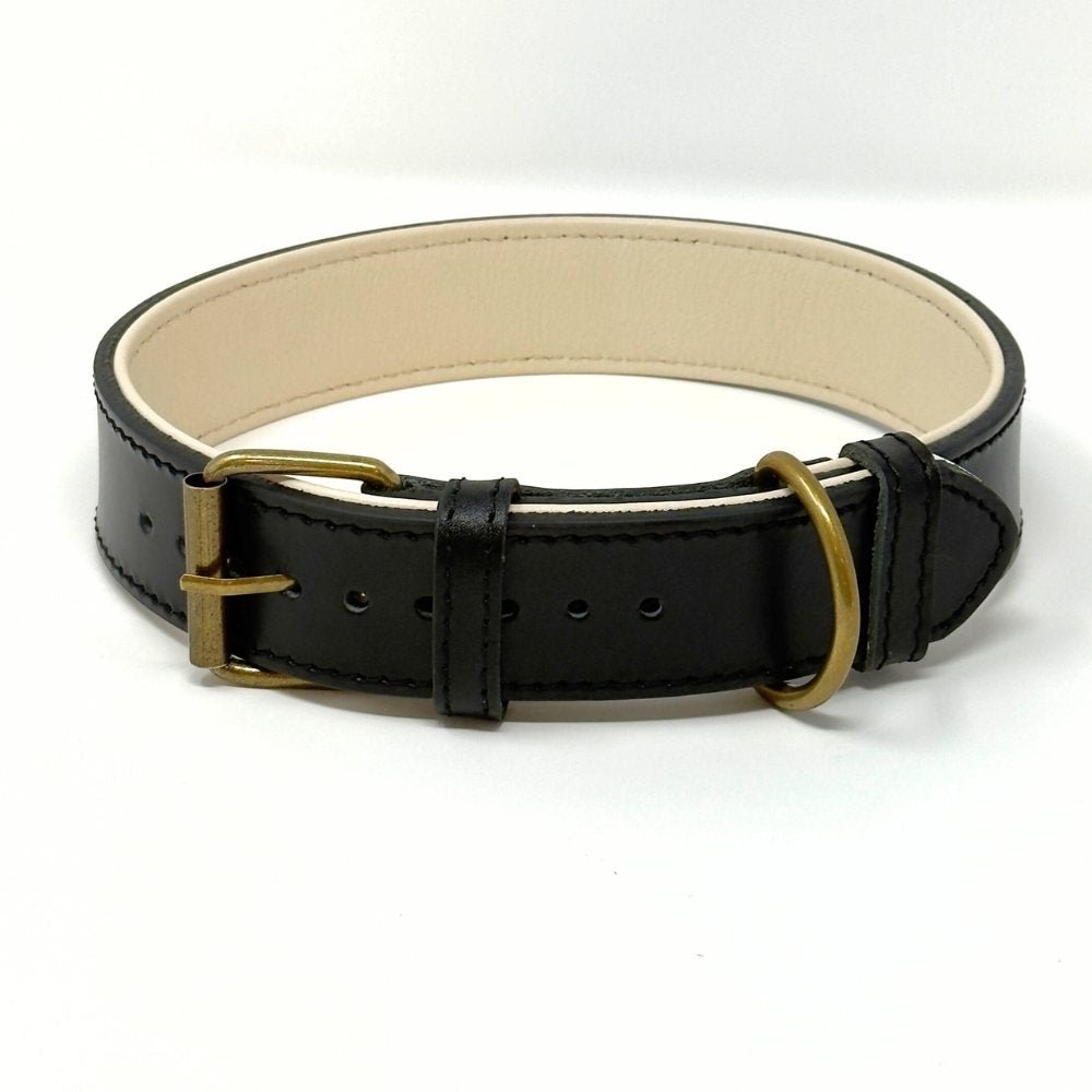 CustomFit – Soft Padded Black Leather Dog Collar - GAD Roots