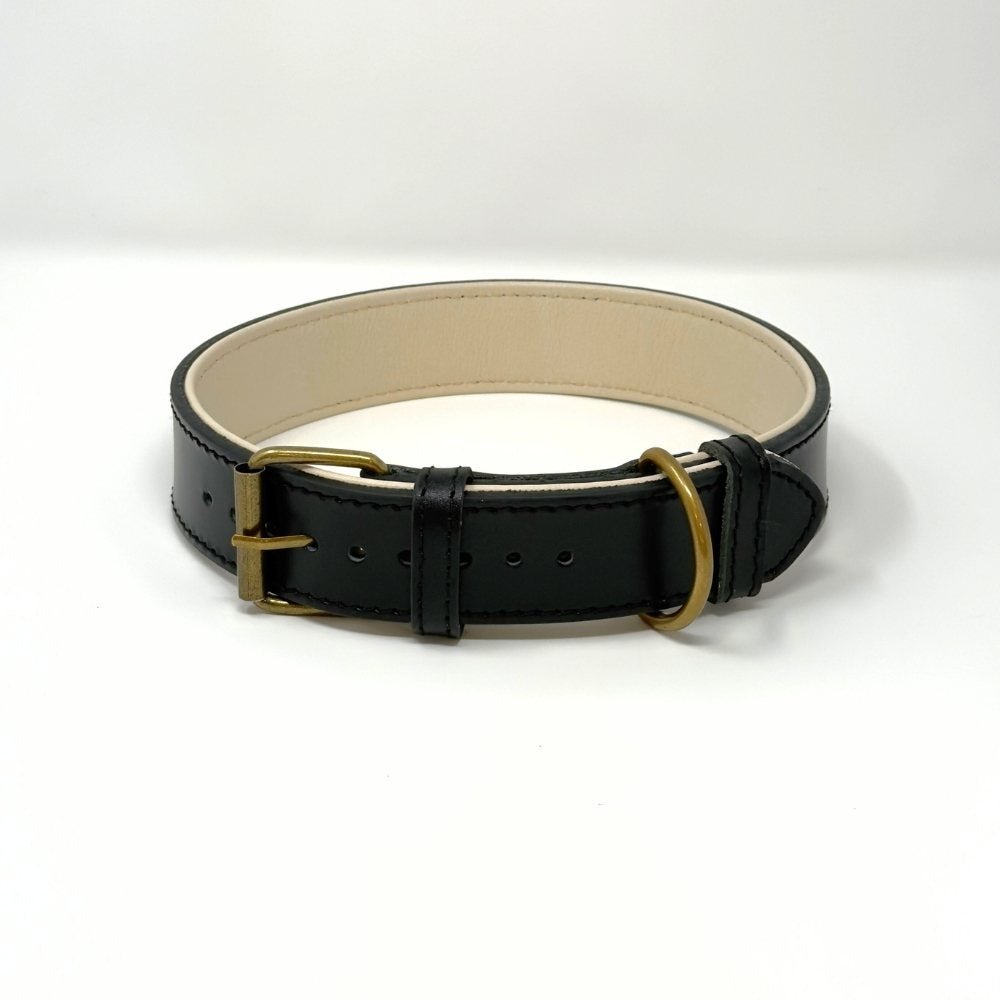 CustomFit – Soft Padded Black Leather Dog Collar - GAD Roots
