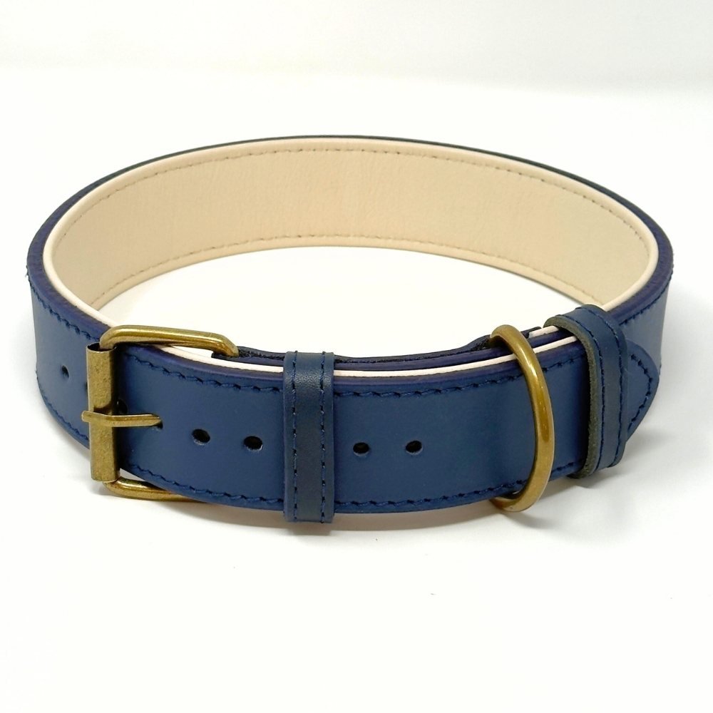 CustomFit – Soft Padded Blue Leather Dog Collar