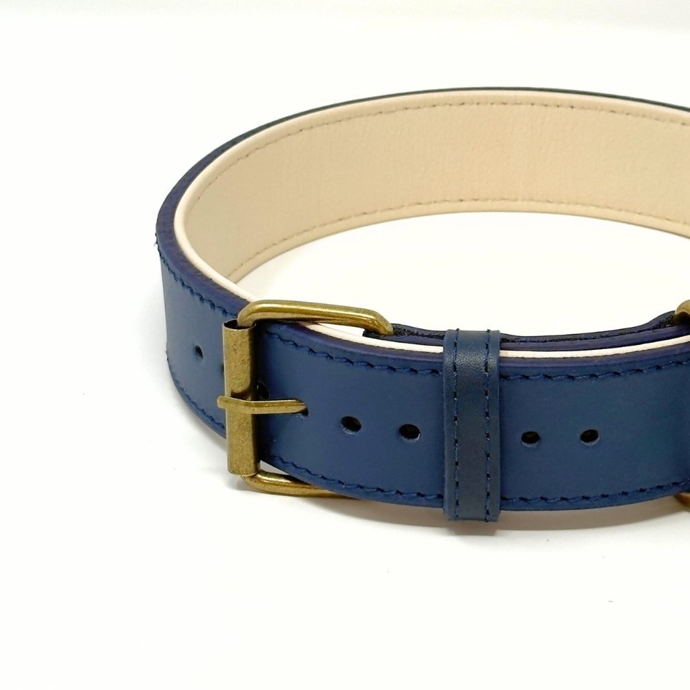 CustomFit – Soft Padded Blue Leather Dog Collar