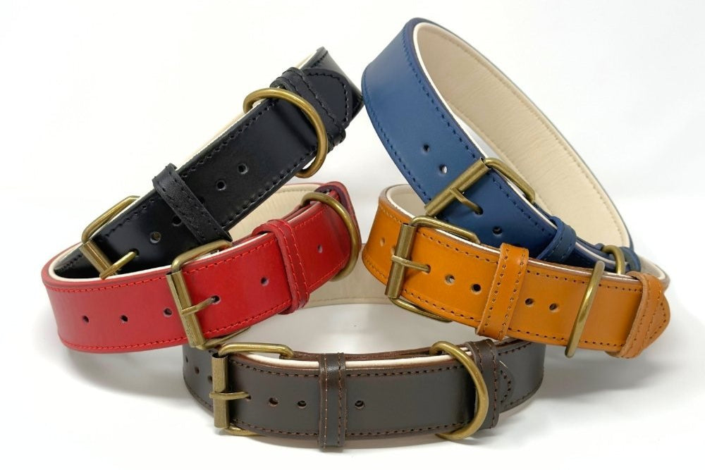 CustomFit – Soft Padded Blue Leather Dog Collar