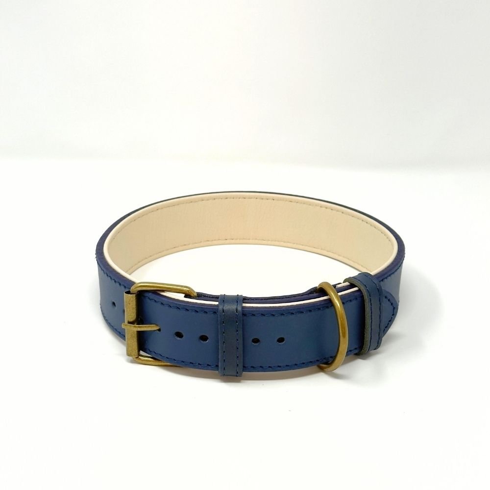 CustomFit – Soft Padded Blue Leather Dog Collar