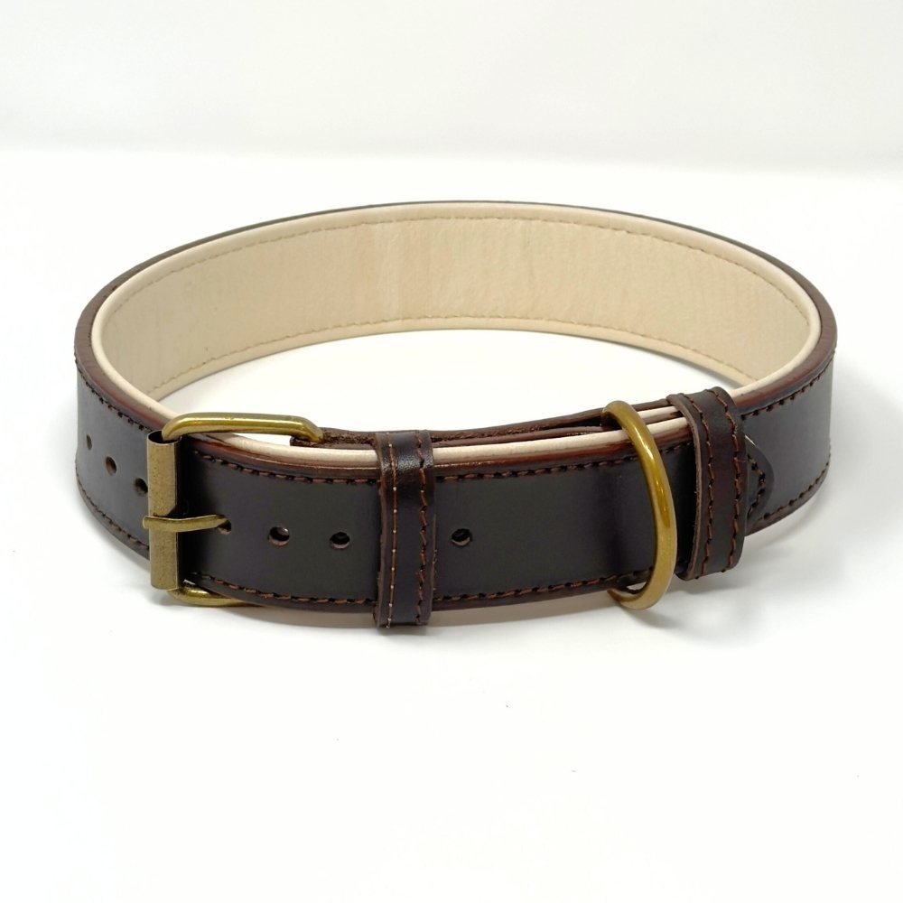 CustomFit – Soft Padded Brown Leather Dog Collar - GAD Roots