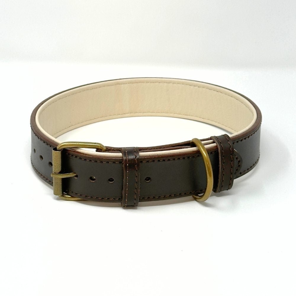 CustomFit – Soft Padded Brown Leather Dog Collar - GAD Roots