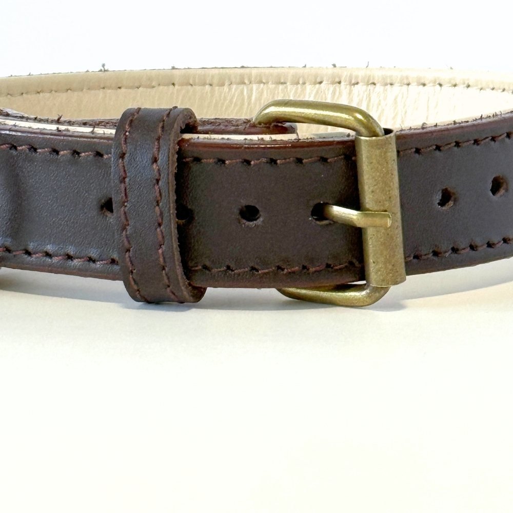 CustomFit – Soft Padded Brown Leather Dog Collar - GAD Roots