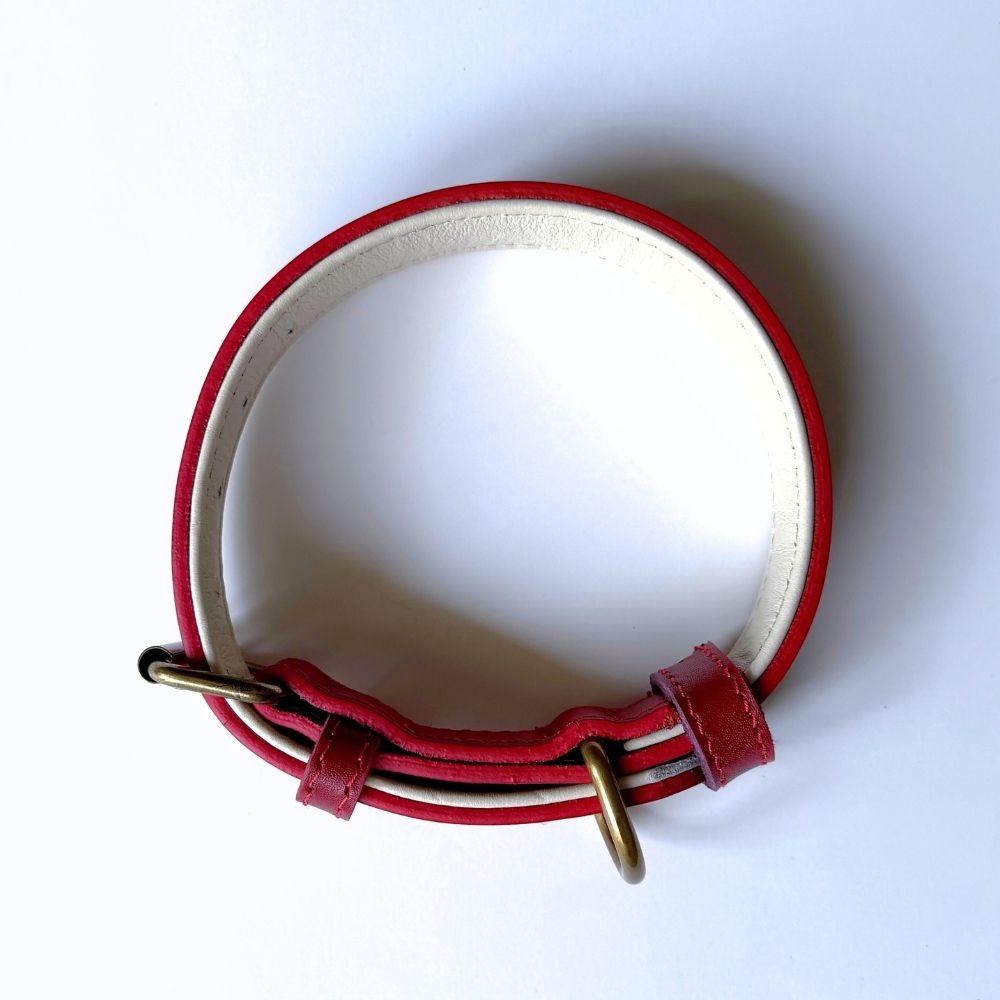 CustomFit – Soft Padded Red Leather Dog Collar - GAD Roots