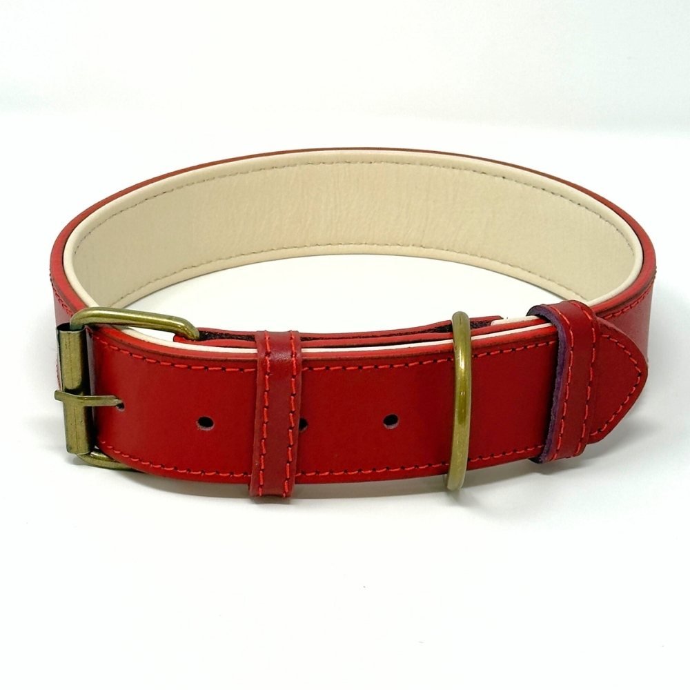 CustomFit – Soft Padded Red Leather Dog Collar - GAD Roots