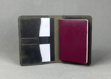 Grey Leather Passport Holder for 2 Passports - GAD Roots