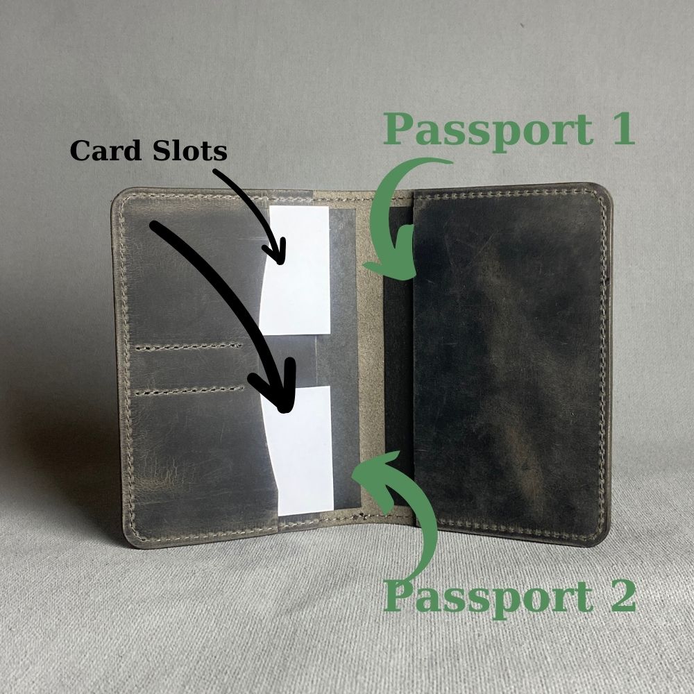 grey leather passport holder for 2 passports