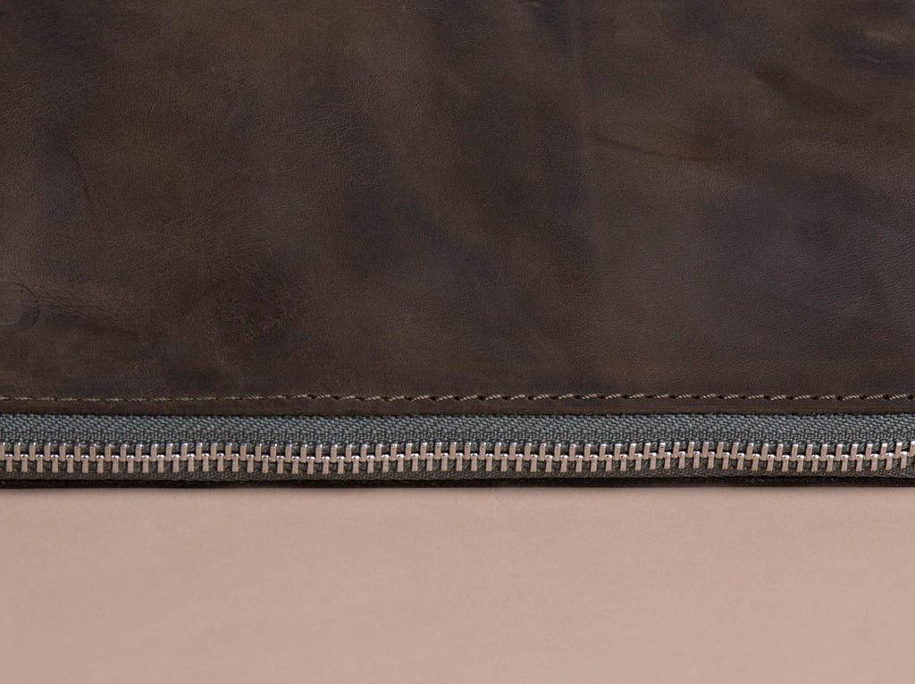 Khaki Green Leather Wristlet Clutch Bag - GAD Roots