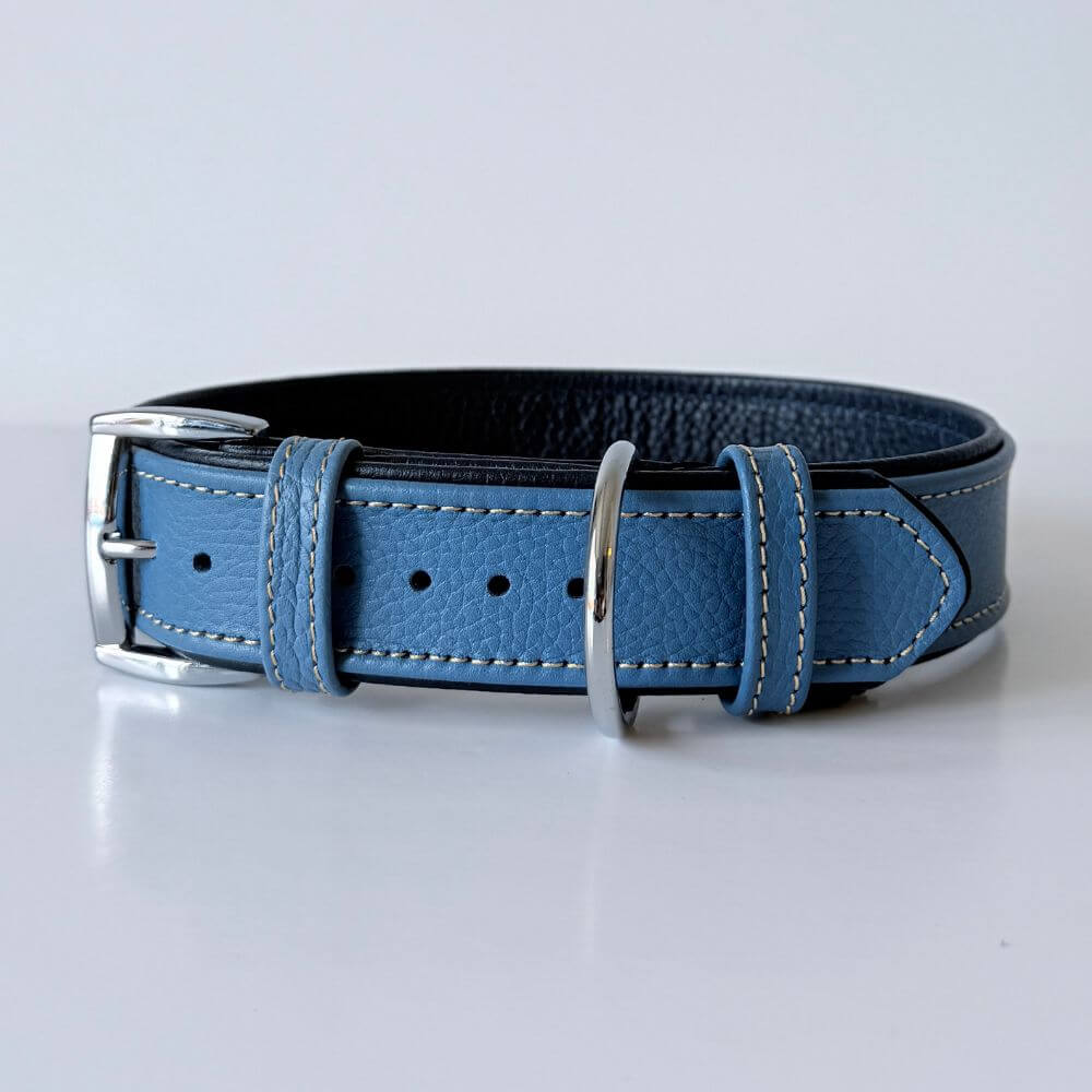 Premium Leather Dog Collar | Turquoise & Navy Blue - GAD Roots