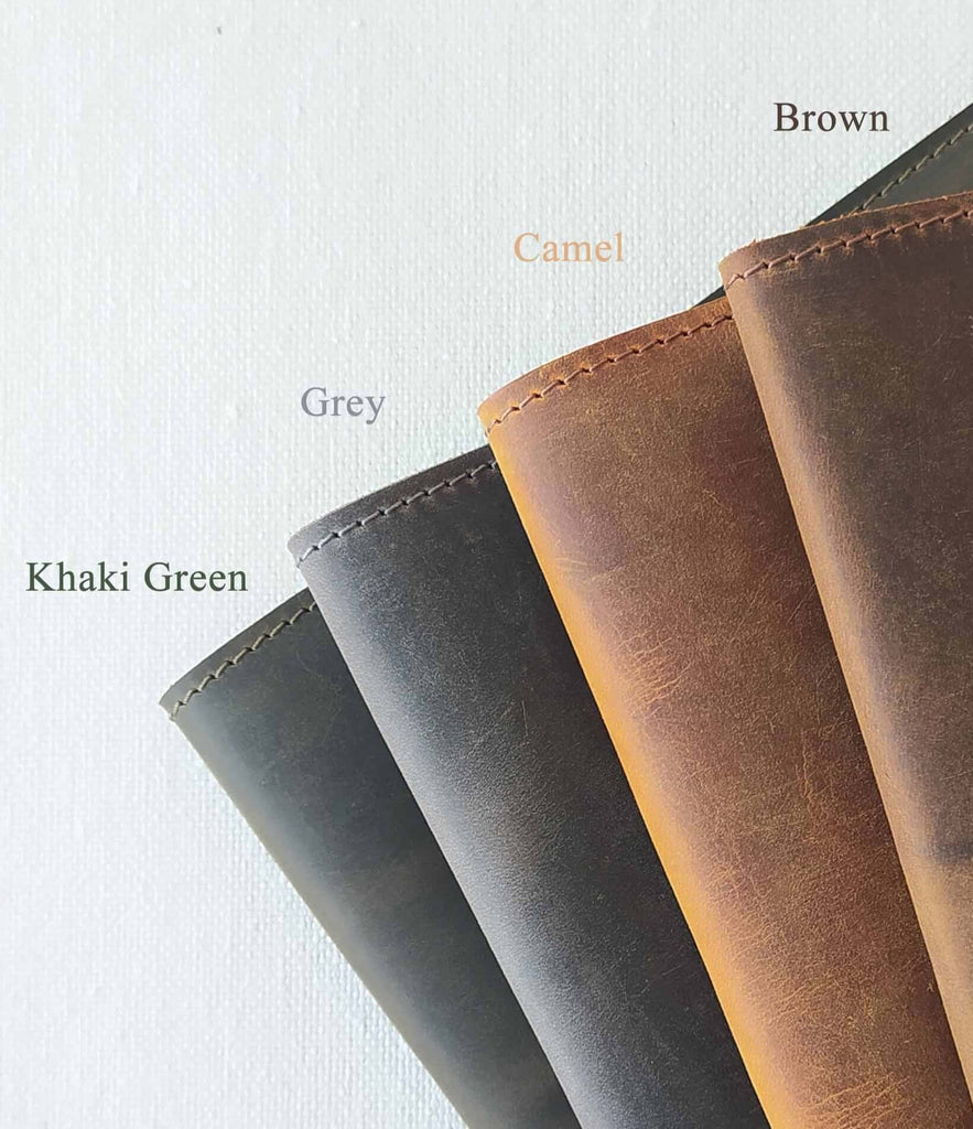 Bifold Leather Portfolio Organizer A4 | Grey - GAD Roots