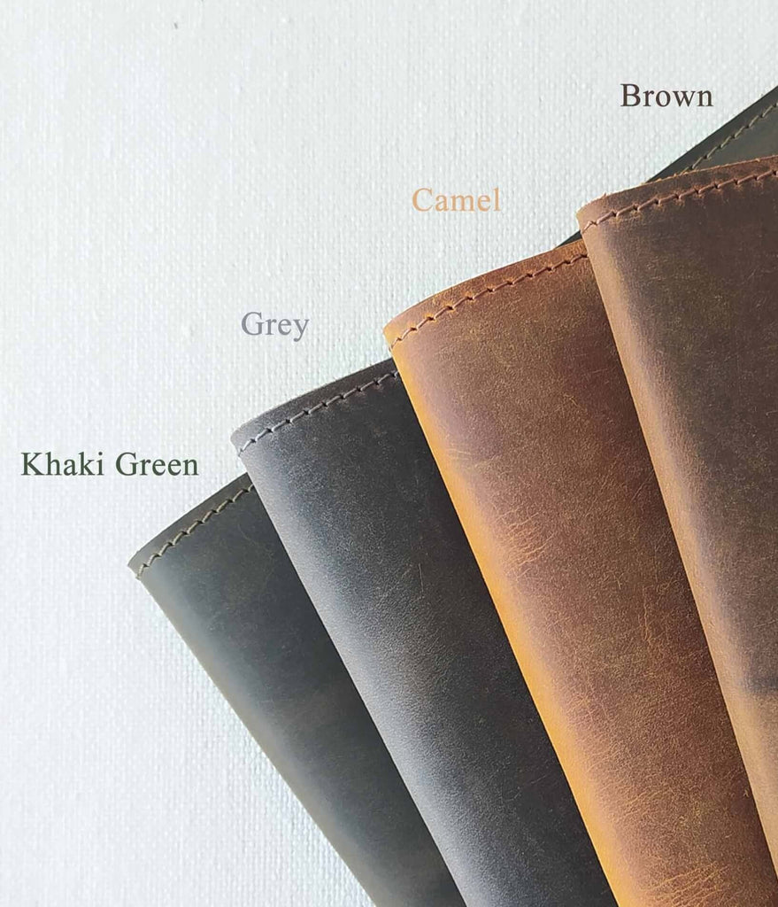 Bifold Leather Portfolio Organizer A4 | Khaki Green - GAD Roots