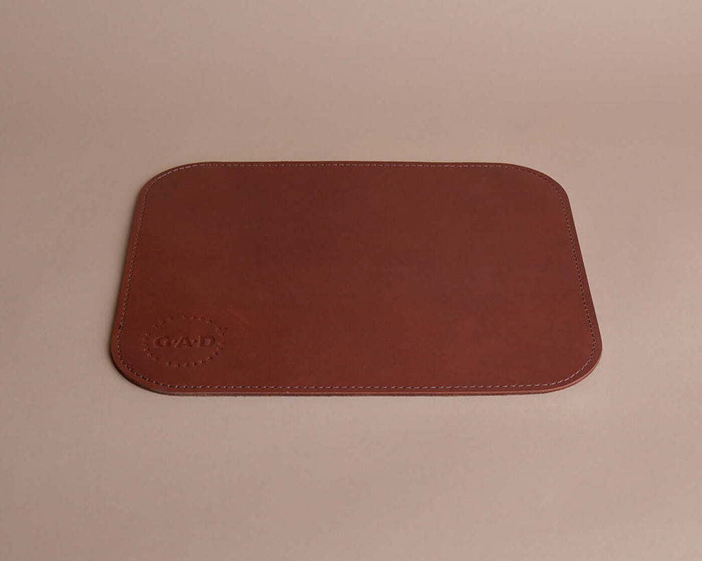 brown genuine leather mouse pad