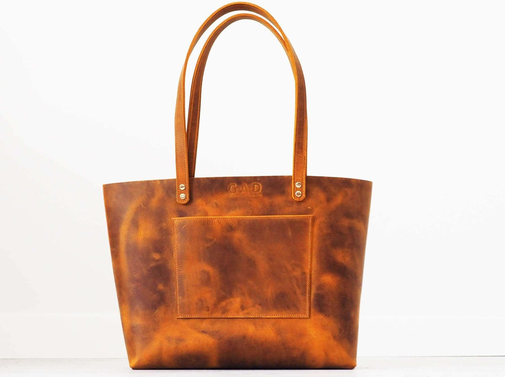 Leather Tote Bag - Camel Color - GAD Roots
