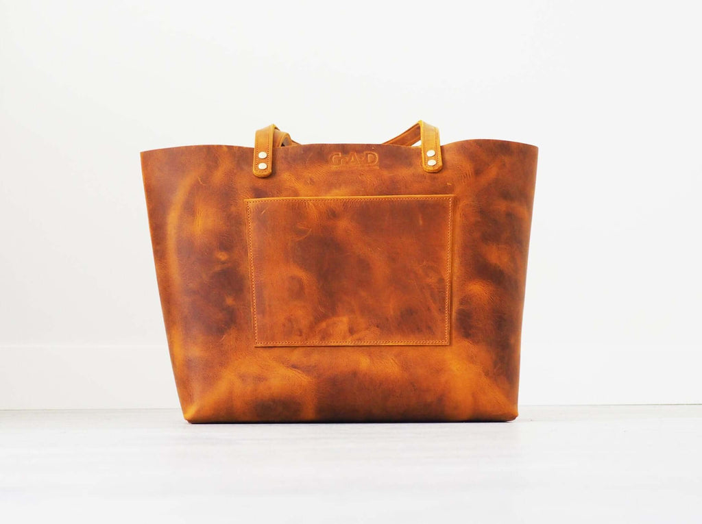camel leather tote bag
