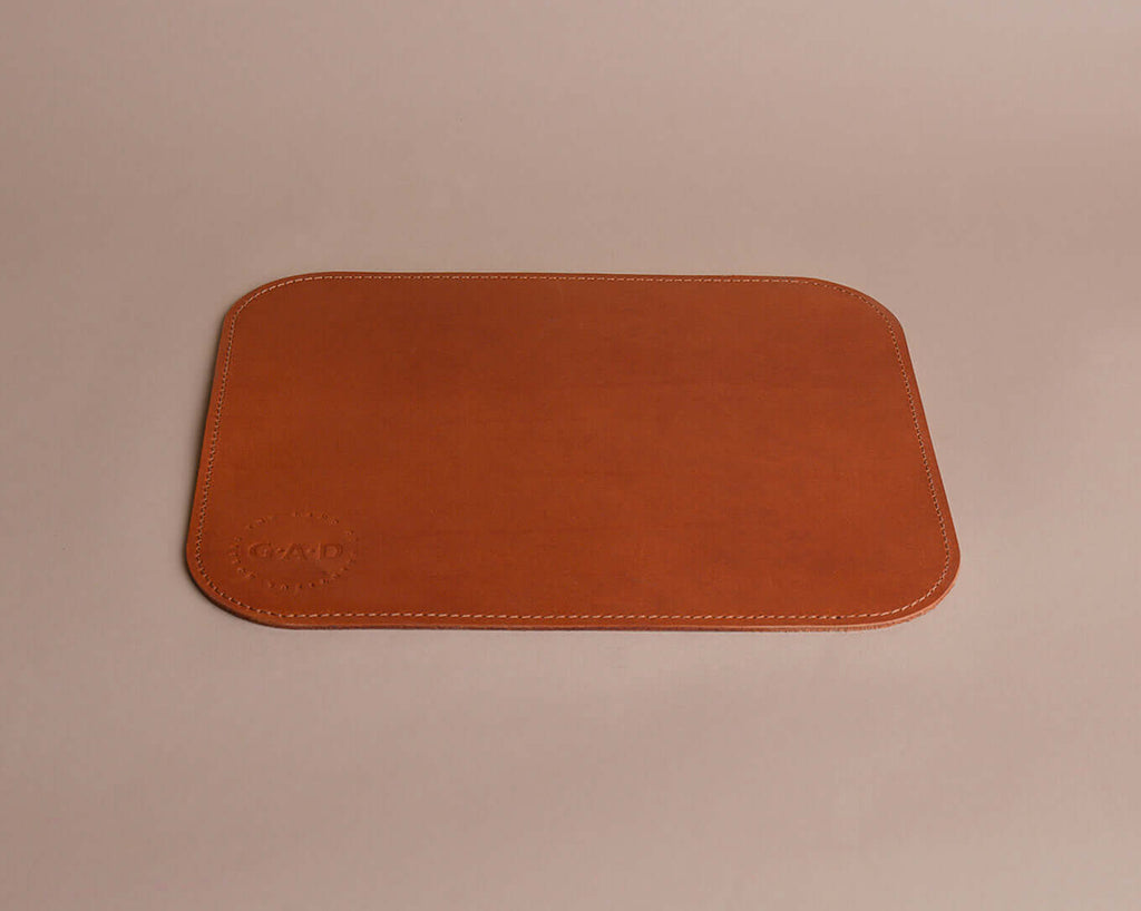cognac genuine leather mouse pad
