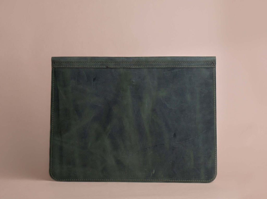 Green Leather File Folder | A4 Document Holder | GAD