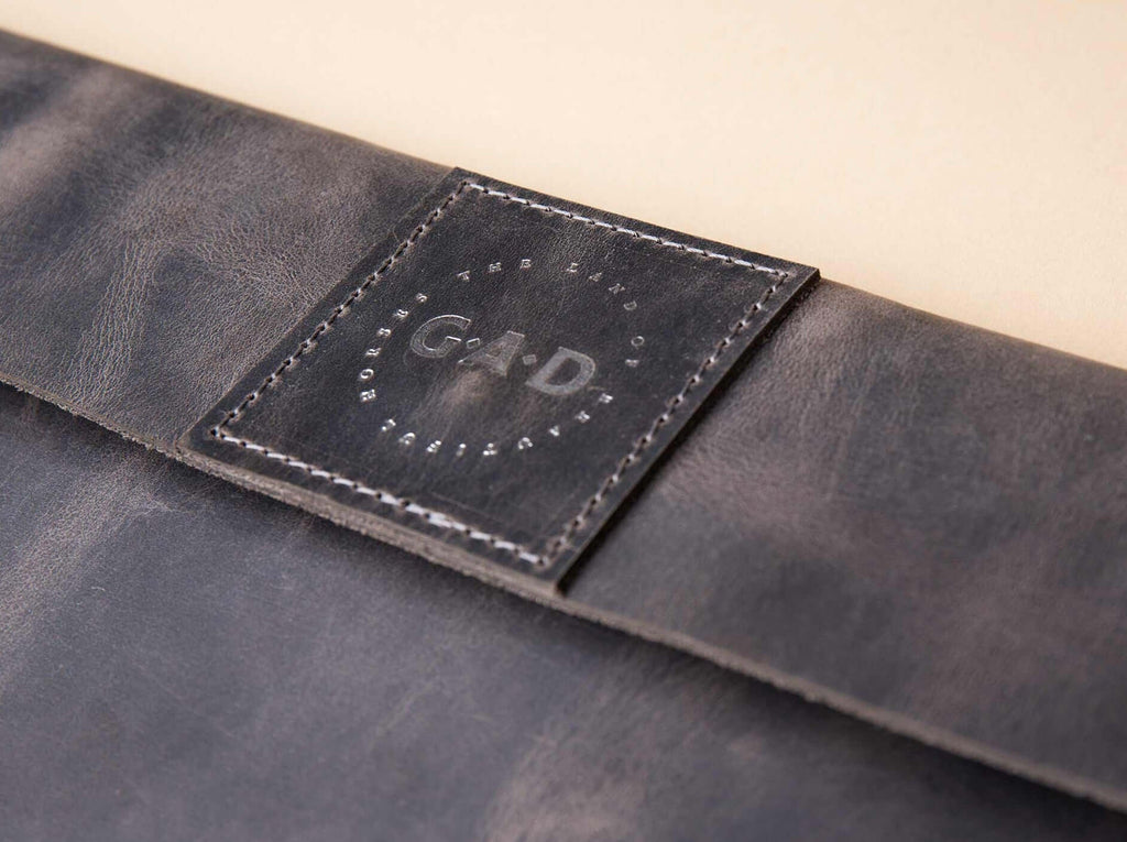 leather portfolio case grey
