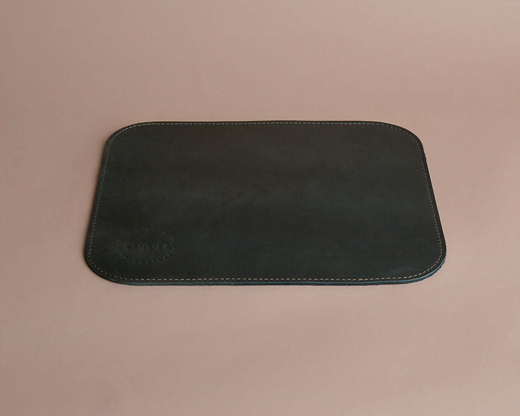 green genuine leather mouse pad by GAD