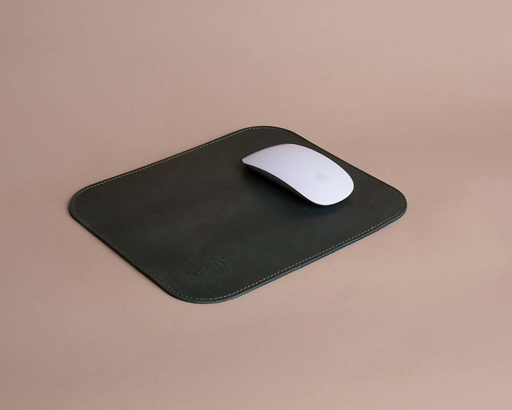 green genuine leather mouse pad by GAD side