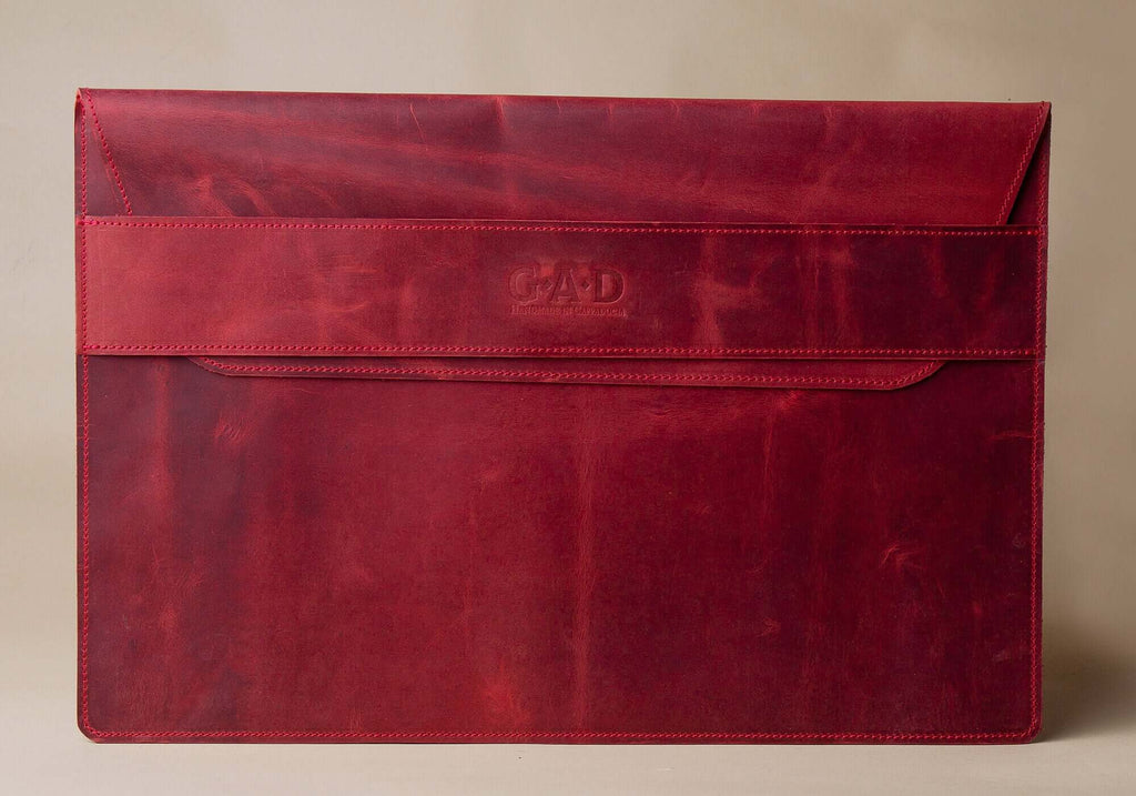 red leather macbook pro case