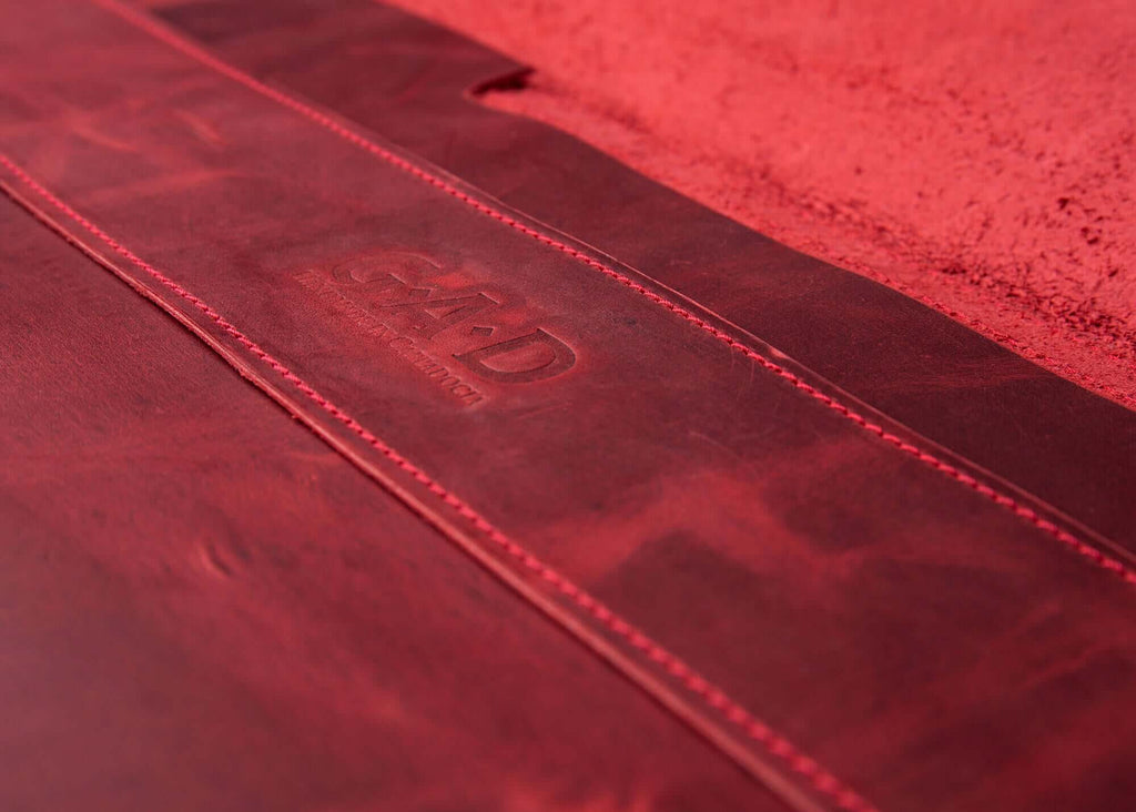 red leather macbook pro case side
