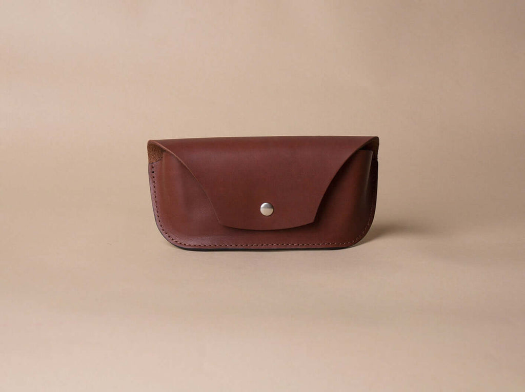 brown leather glasses case