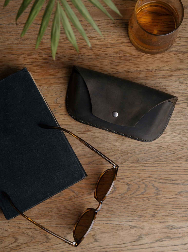 Leather Glasses Case | Khaki Green - GAD Roots