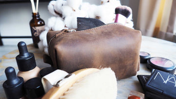Leather Makeup Bag | Cinnamon Color - GAD Roots