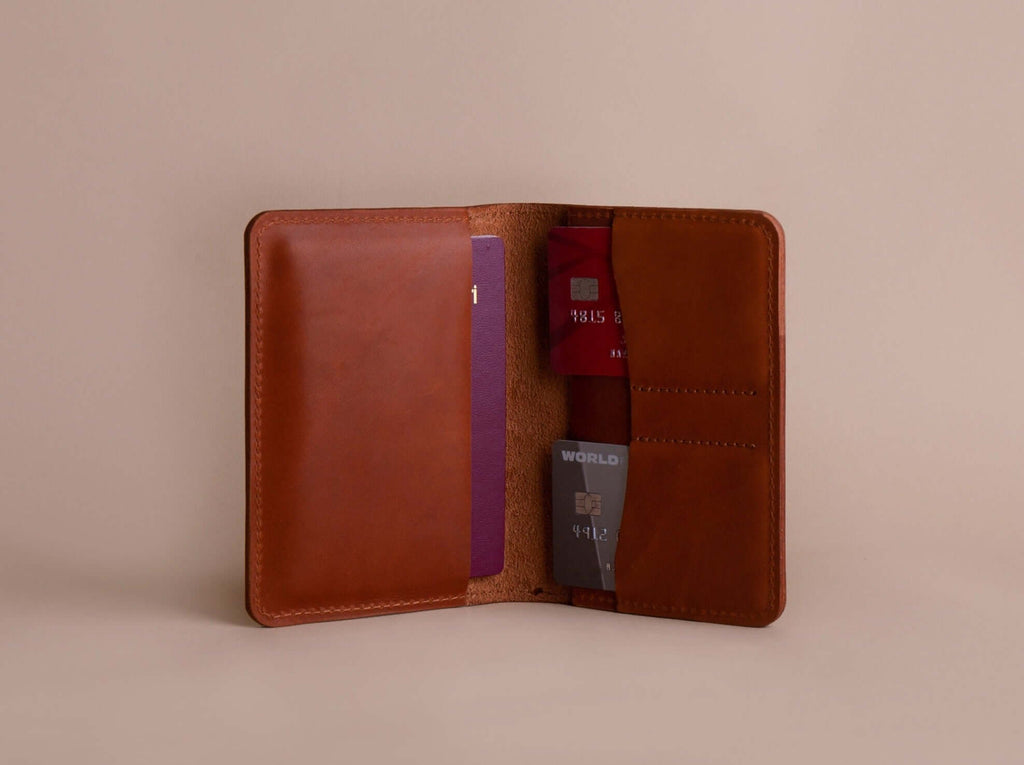 Leather Passport Holder | Cognac - GAD Roots