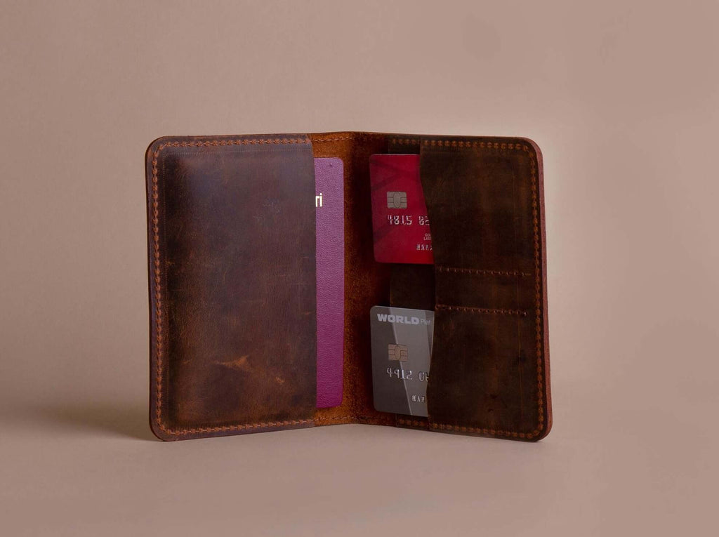 Leather Passport Holder | Crazy Brown - GAD Roots