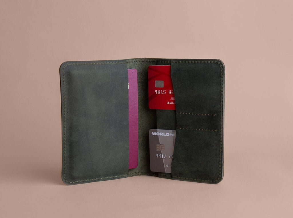 Leather Passport Holder | Crazy Green - GAD Roots