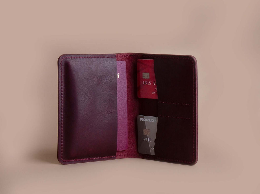 Leather Passport Holder | Damson - GAD Roots