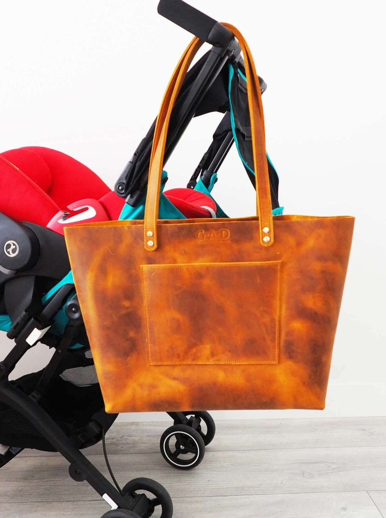 Leather Tote Bag | Camel Color - GAD Roots