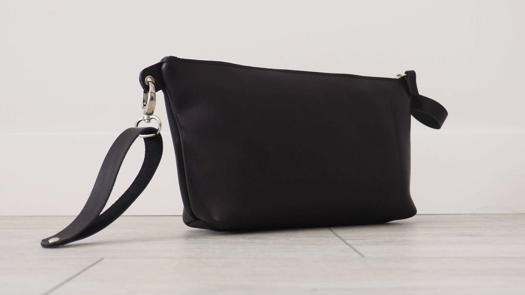 Leather Wristlet Clutch Bag | Black - GAD Roots
